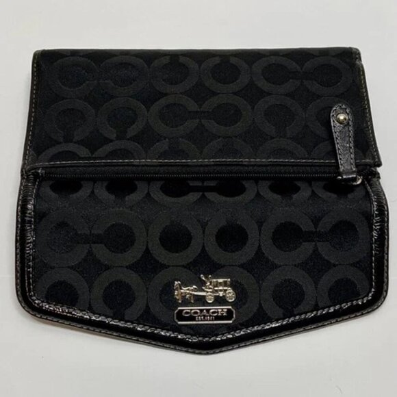 Coach Madison Op Art Flap Wallet Signature Black Canvas 43641 Checkbook EUC - Picture 10 of 16